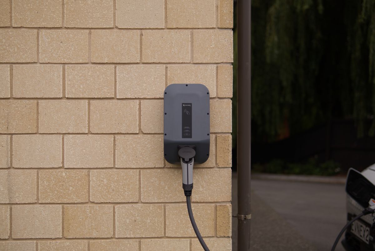 Wall-mounted electric-vehicle charging station